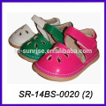 SR-14SS012 nuevos zapatos de bebé rosados ​​de los zapatos de bebé zapatos de bebé recién nacidos planos lindos de la historieta del paño zapatos